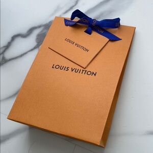 Louis Vuitton Tangerine Gift bag with Royal Blue Ribbon